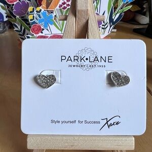 Park Lane Silver Heart Pavé Stud Earrings